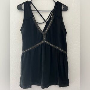 POL Waffle Knit Metal Embellished Oversized Tank Top
